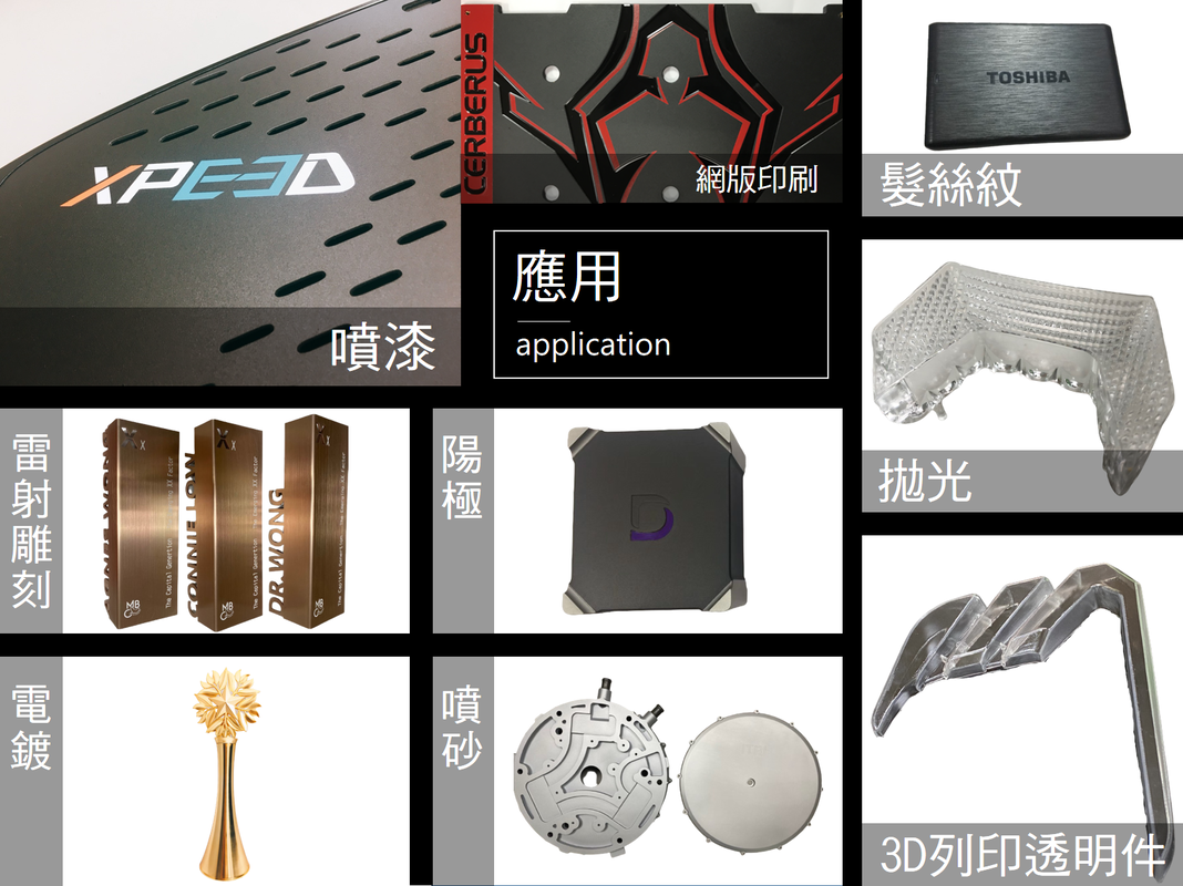 詰晟提供CNC模型製作應用於噴漆、雷射雕刻、電鍍、網版印刷、陽極、噴砂、髮絲紋、拋光、3D列印透明件