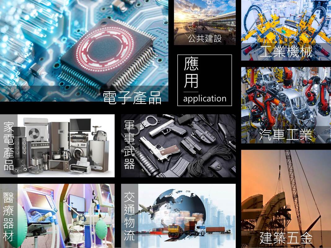 沖壓技術廣泛應用於各產業，製造各種不同形狀和尺寸的產品。電子、工業、公共建設、家電、軍事、汽車、醫療、交通、建築五金等行業均有應用!